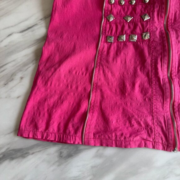 Vintage Y2K Maribelle Padded Bra Zip Ruffle Collar Detail Studded Pink Top XL - Picture 15 of 16